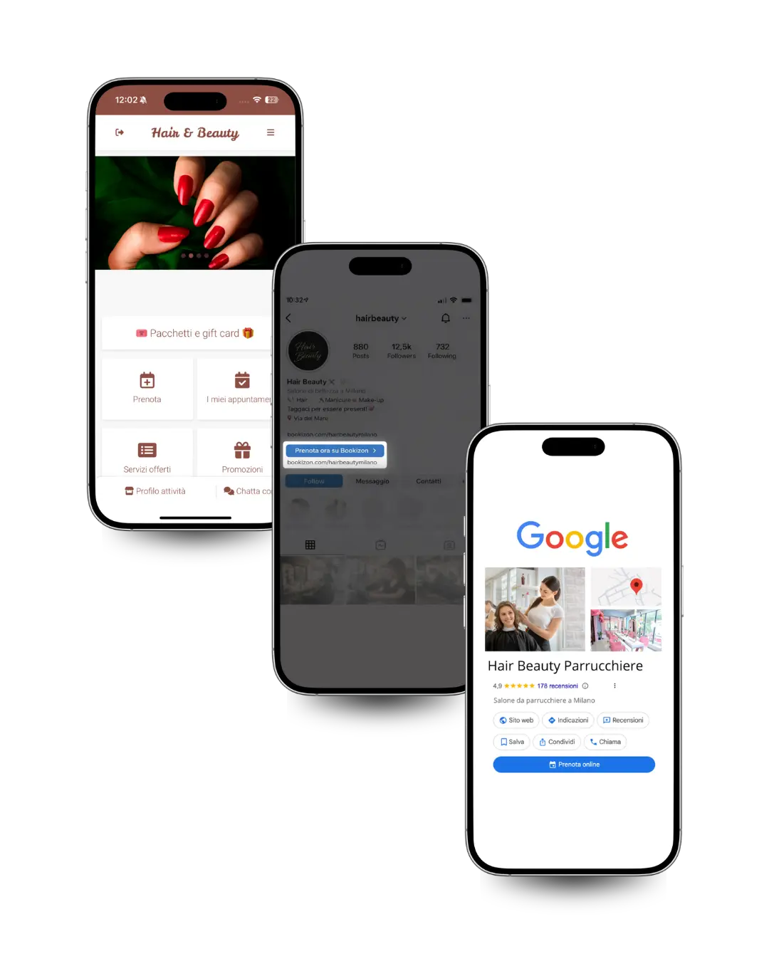 prenotazioni nel salone via app, social, google e sitoweb